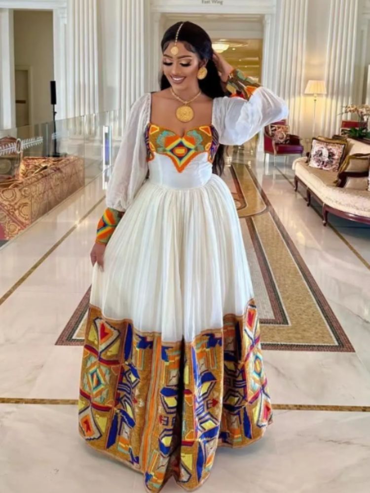 Elegant Habesha Dress Modern Habesha Kemis Traditional Eritrean/Ethiopian dress for All Habesha Events 043