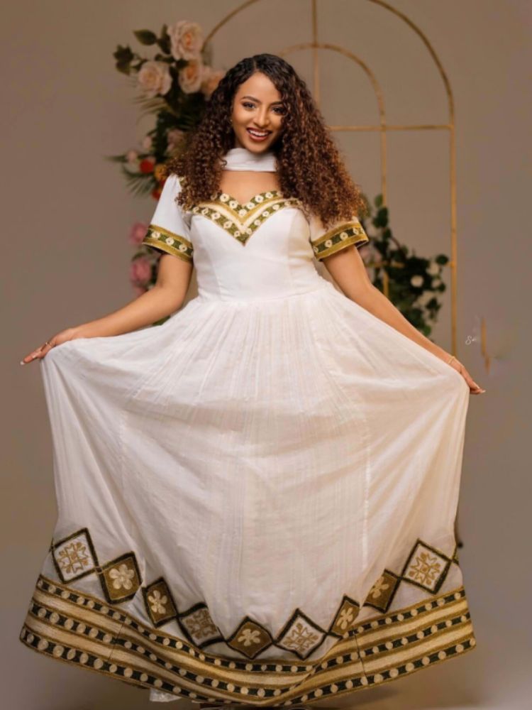 Exquisite Habesha Dress Modern Habesha Kemis Traditional Eritrean/Ethiopian dress for All Habesha Events 045