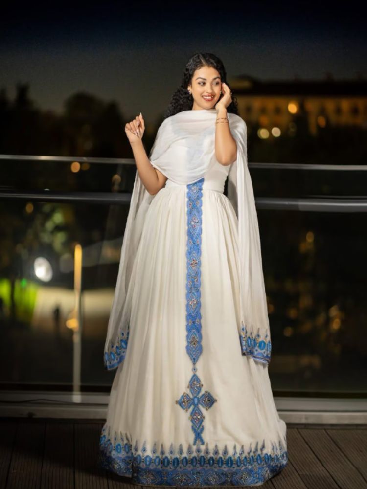 Exquisite Habesha Dress Modern Habesha Kemis Traditional Eritrean/Ethiopian dress for All Habesha Events 004