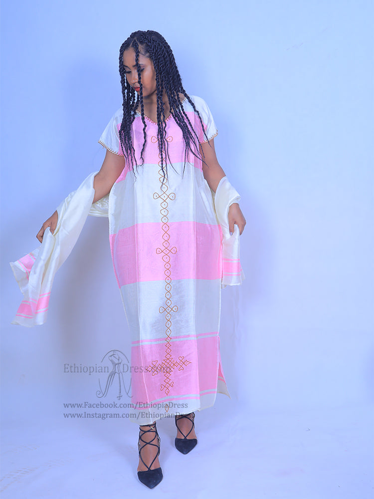 pink ethiopian dress Lena Ethiopian Habesha Dress XL