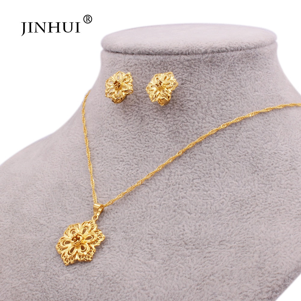 Gold color jewelry sets for women bridal party
