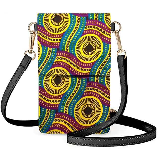 African Tribe Print  Lightweight Leather Phone Purse  for Women